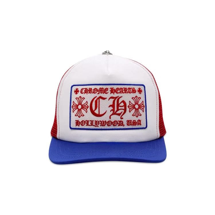Chrome Hearts Hollywood USA Trucker Hat Blue/White/Red
