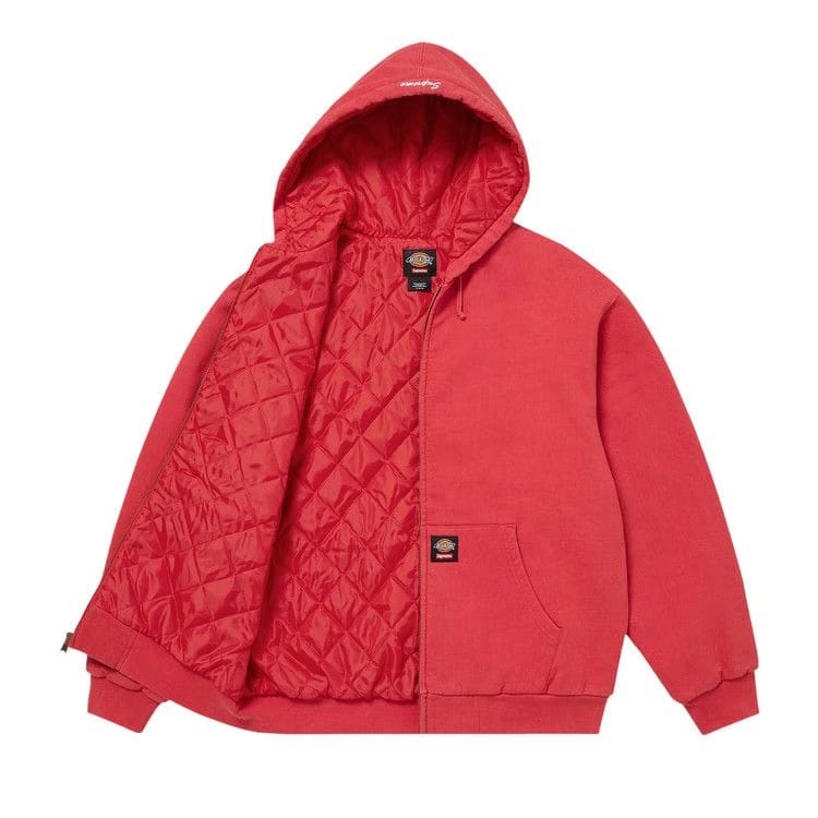 Supreme x Dickies Quilted Lined Zip Up Hoodie Burnt Red