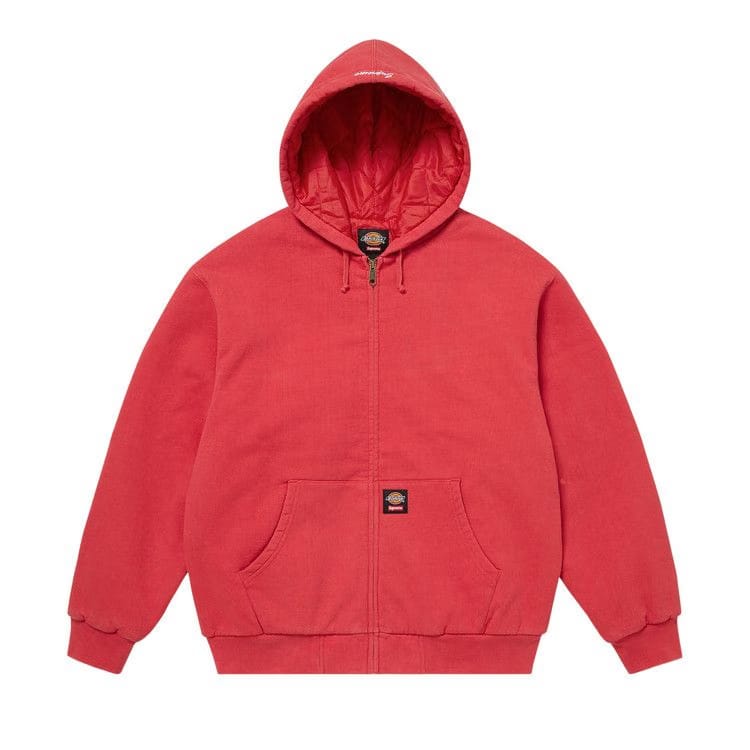 Supreme x Dickies Quilted Lined Zip Up Hoodie Burnt Red