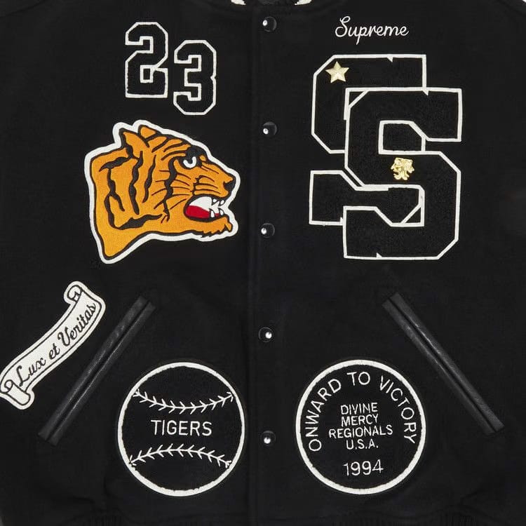 Supreme Tiger Varsity Jacket Black