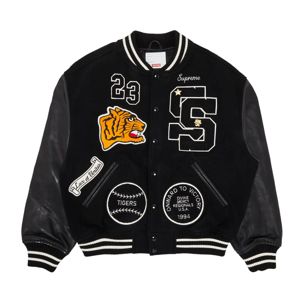 Supreme Tiger Varsity Jacket Black