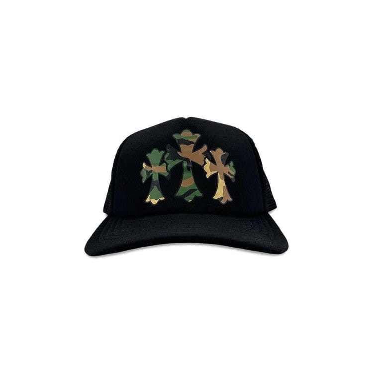 Chrome Hearts Triple Cross Trucker Hat Black/Black