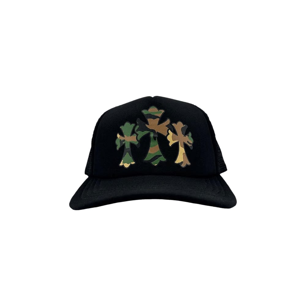 Chrome Hearts Triple Cross Trucker Hat Black/Black