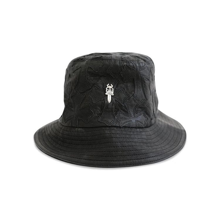 Chrome Hearts Cross Leather Patch Bucket Hat Black