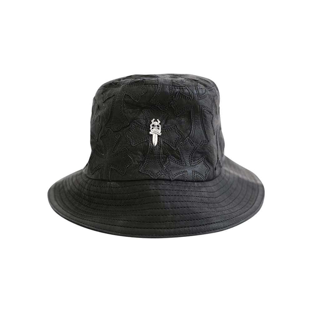 Chrome Hearts Cross Leather Patch Bucket Hat Black