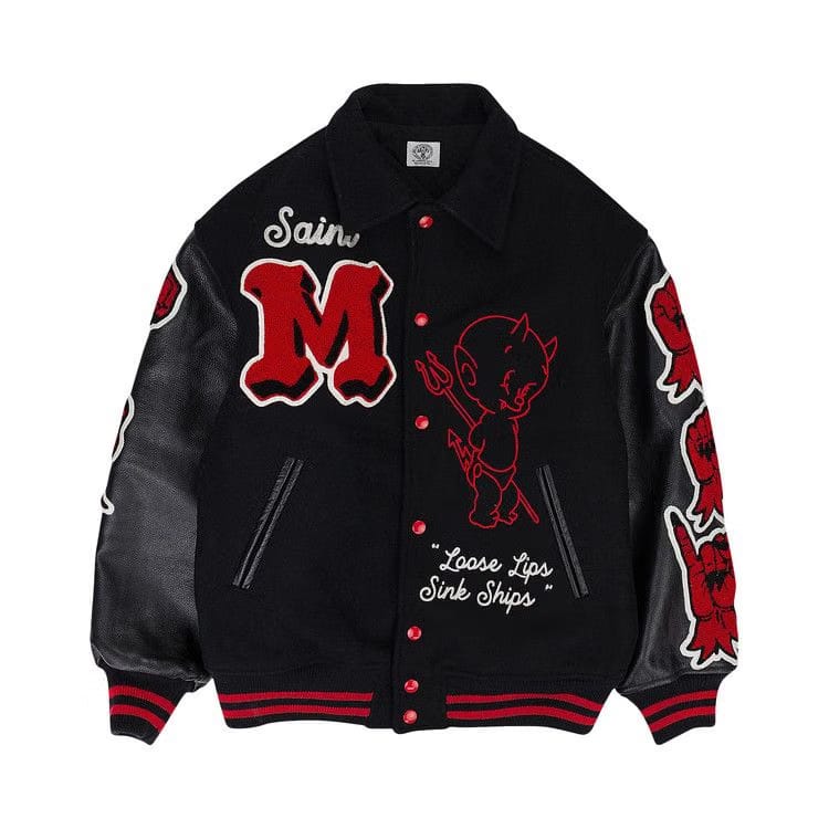SAINT Mxxxxxx Devil Varsity Jacket Red