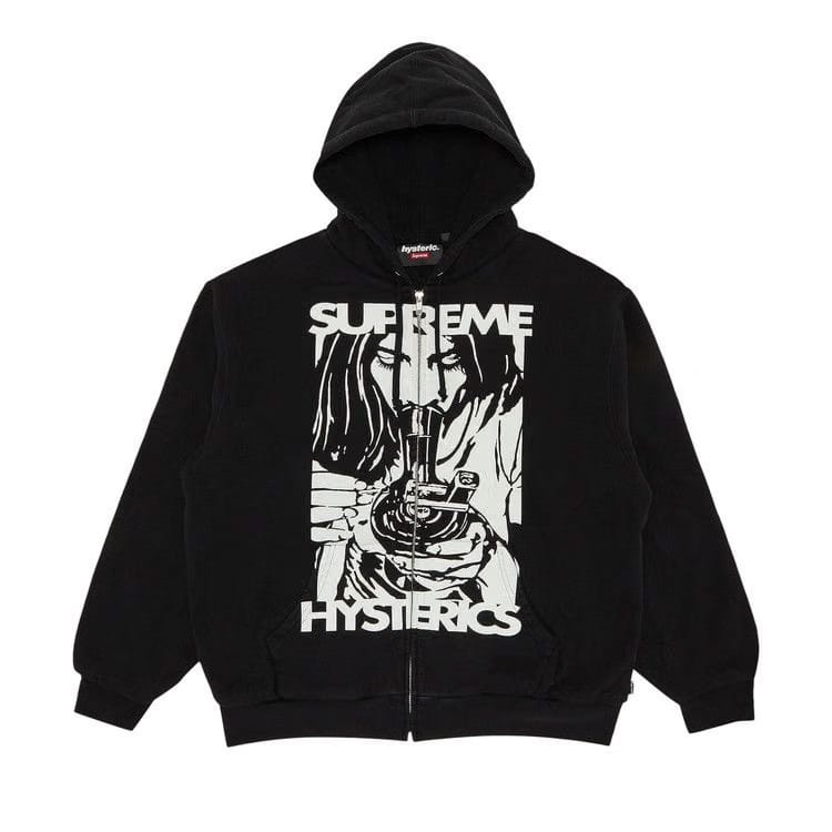 Supreme x HYSTERIC GLAMOUR Thermal Lined Zip Up Hoodie Black