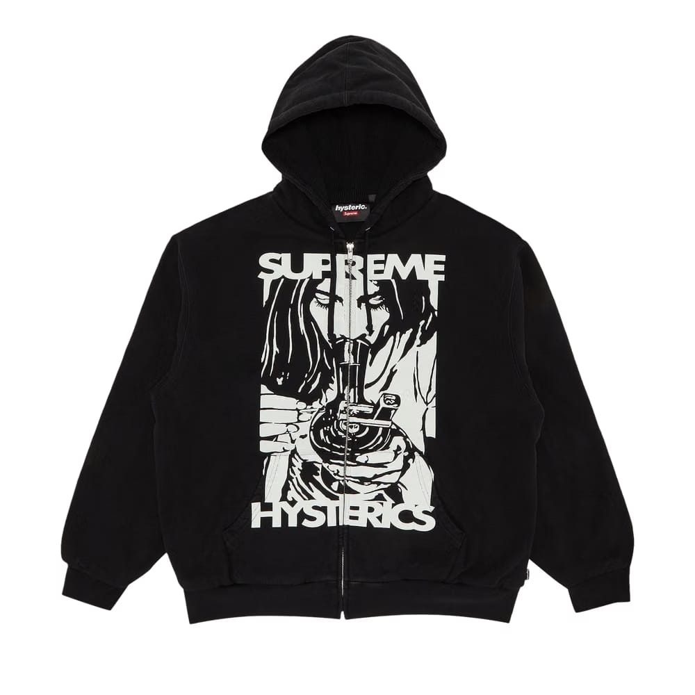 Supreme x HYSTERIC GLAMOUR Thermal Lined Zip Up Hoodie Black