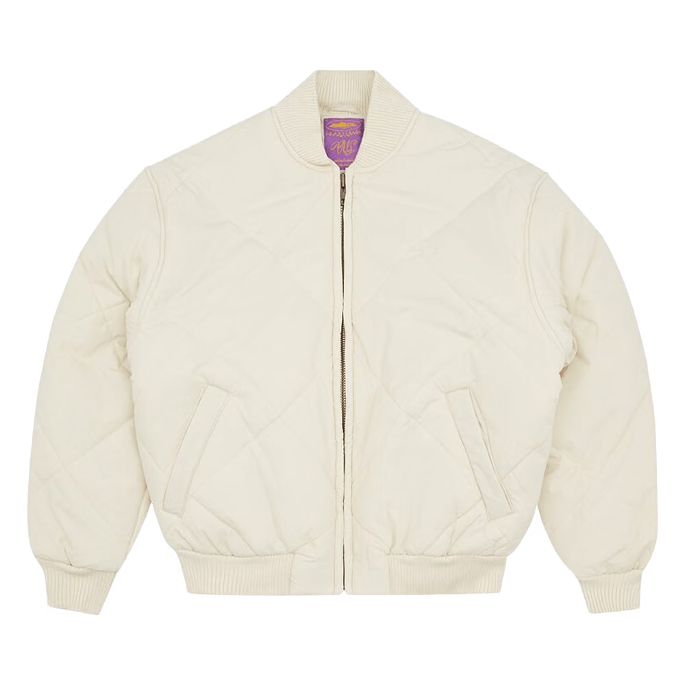 Corteiz Olde English Quilted Bomber Jacket Cream