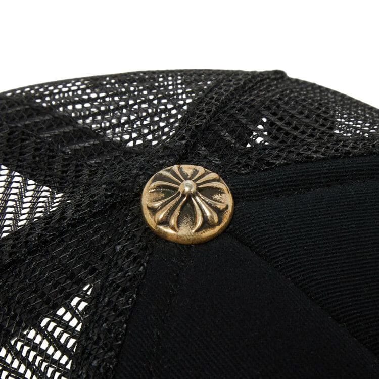 Chrome Hearts St. Barths Exclusive Cemetery Cross Trucker Hat Black/Orange