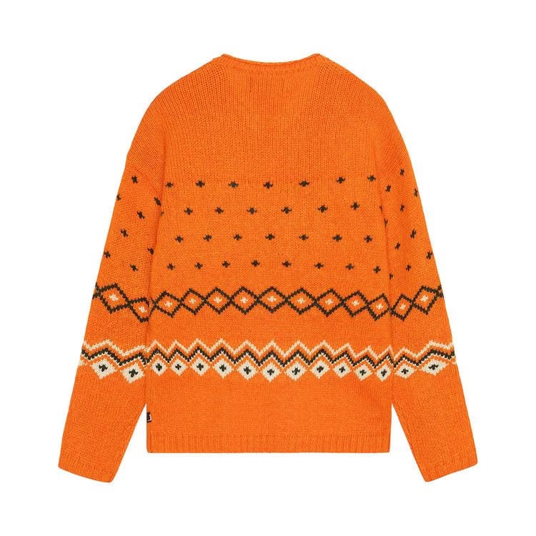 Stussy Roll Neck Fairisle Sweater Orange