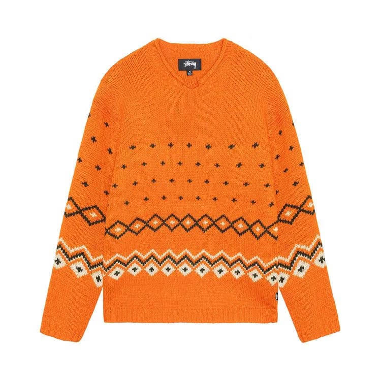 Stussy Roll Neck Fairisle Sweater Orange