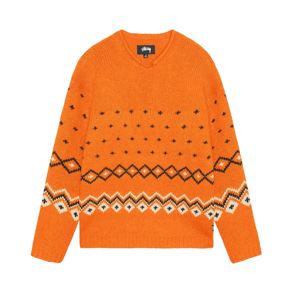 Stussy Roll Neck Fairisle Sweater Orange