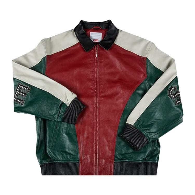 Supreme Studded Arc Logo Leather Jacket Red