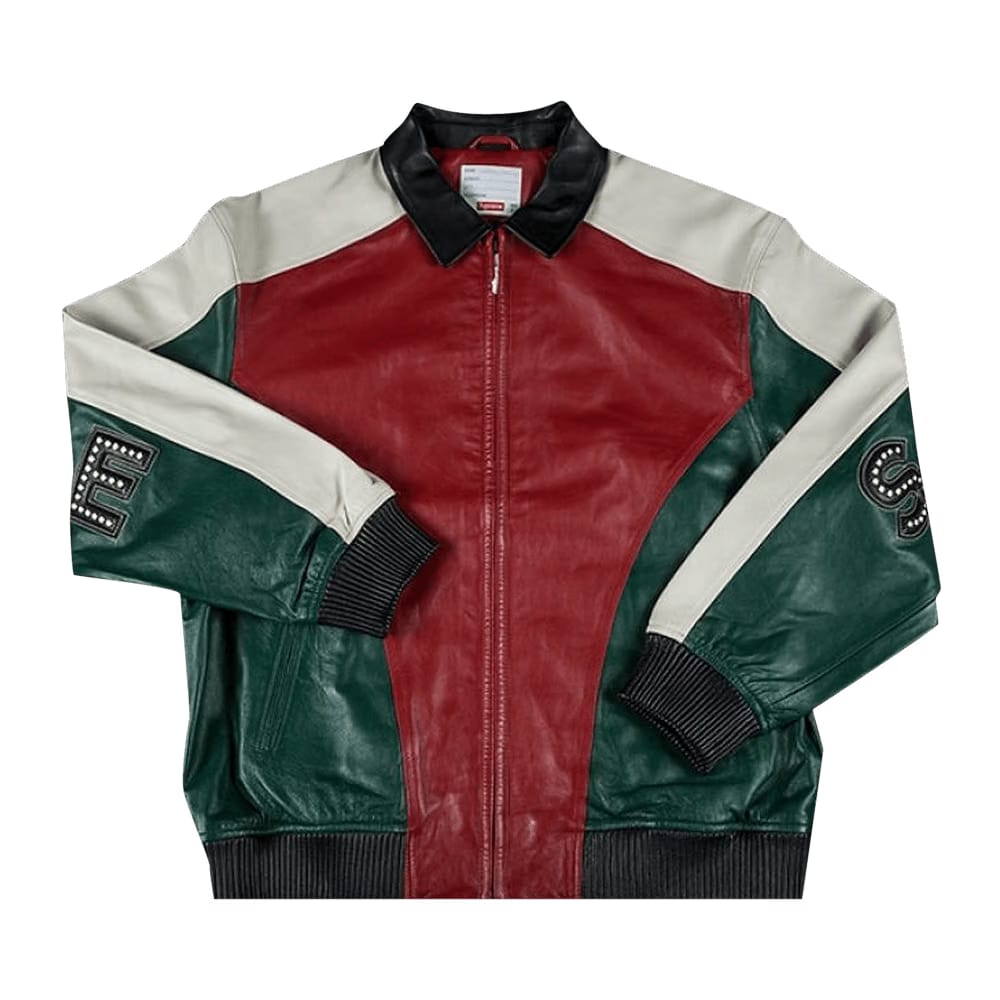 Supreme Studded Arc Logo Leather Jacket Red