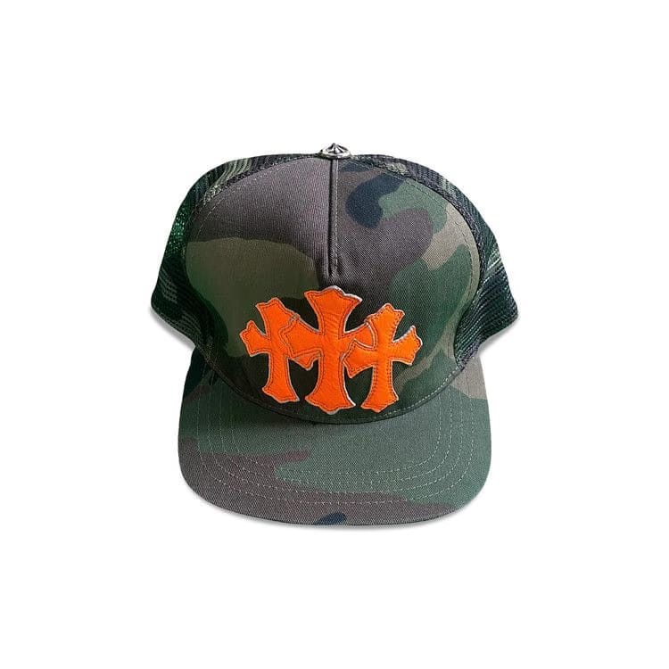 Chrome Hearts Triple Cross Cemtery Trucker Hat Orange/Camo