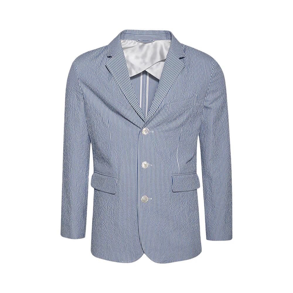 Bode Club Stripe Single Breasted Suit Jacket Blue/White
