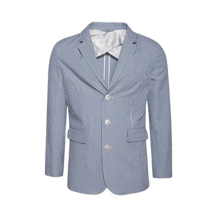 Bode Club Stripe Single Breasted Suit Jacket Blue/White
