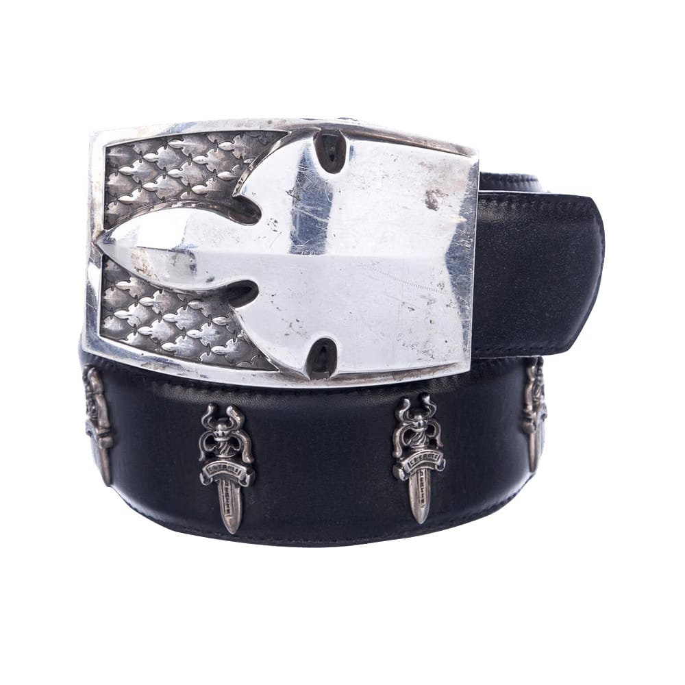 Chrome Hearts Fleur De Lys Leather Belt Black