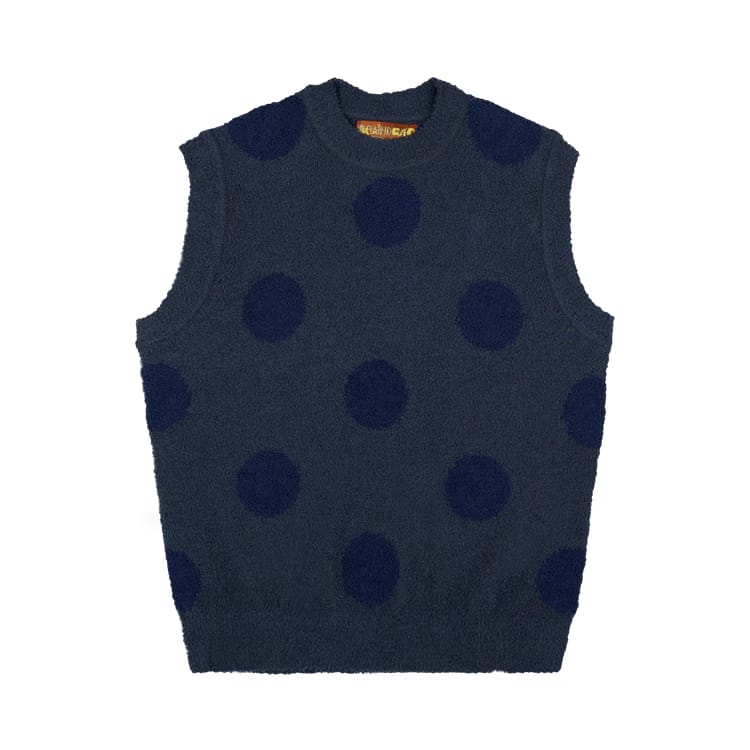 Brain Dead Teddy Fur Dot Knit Sweater Vest Navy