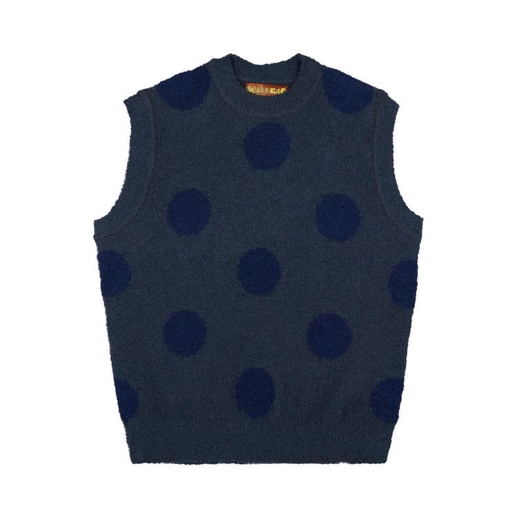 Brain Dead Teddy Fur Dot Knit Sweater Vest Navy