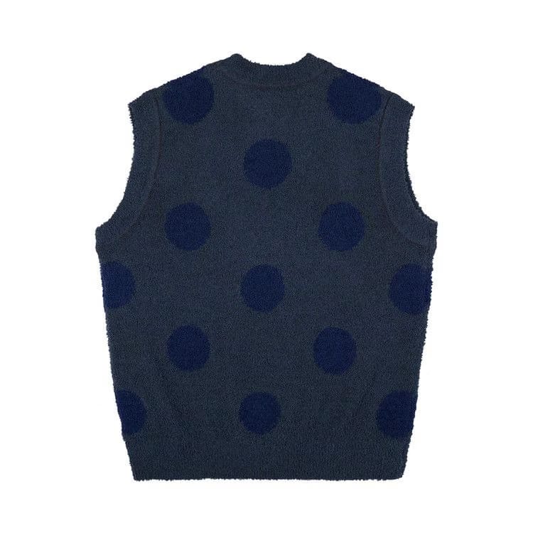 Brain Dead Teddy Fur Dot Knit Sweater Vest Navy