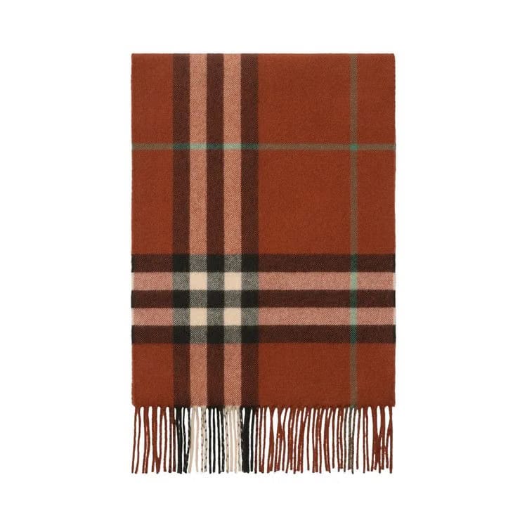 Burberry Check Cashmere Scarf Brick