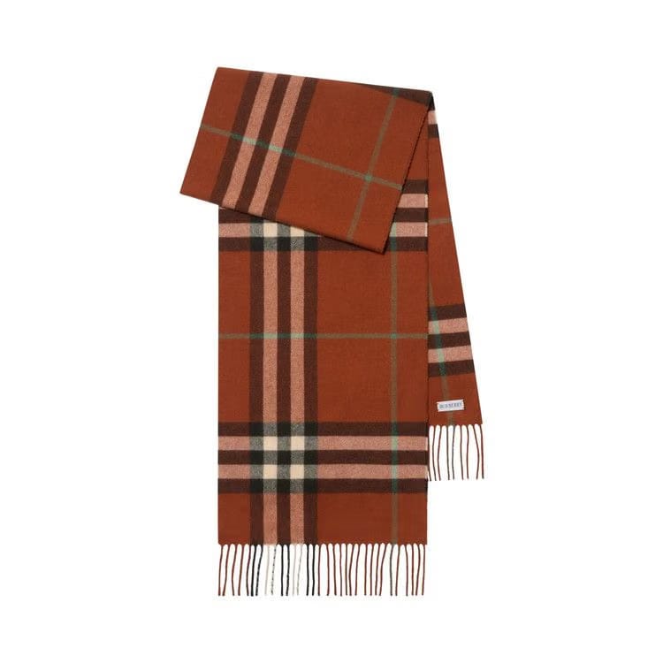Burberry Check Cashmere Scarf Brick