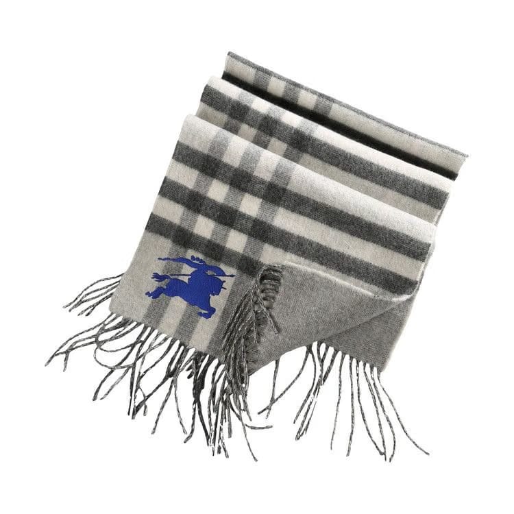 Burberry Reversible EKD Check Cashmere Scarf Mitten Grey