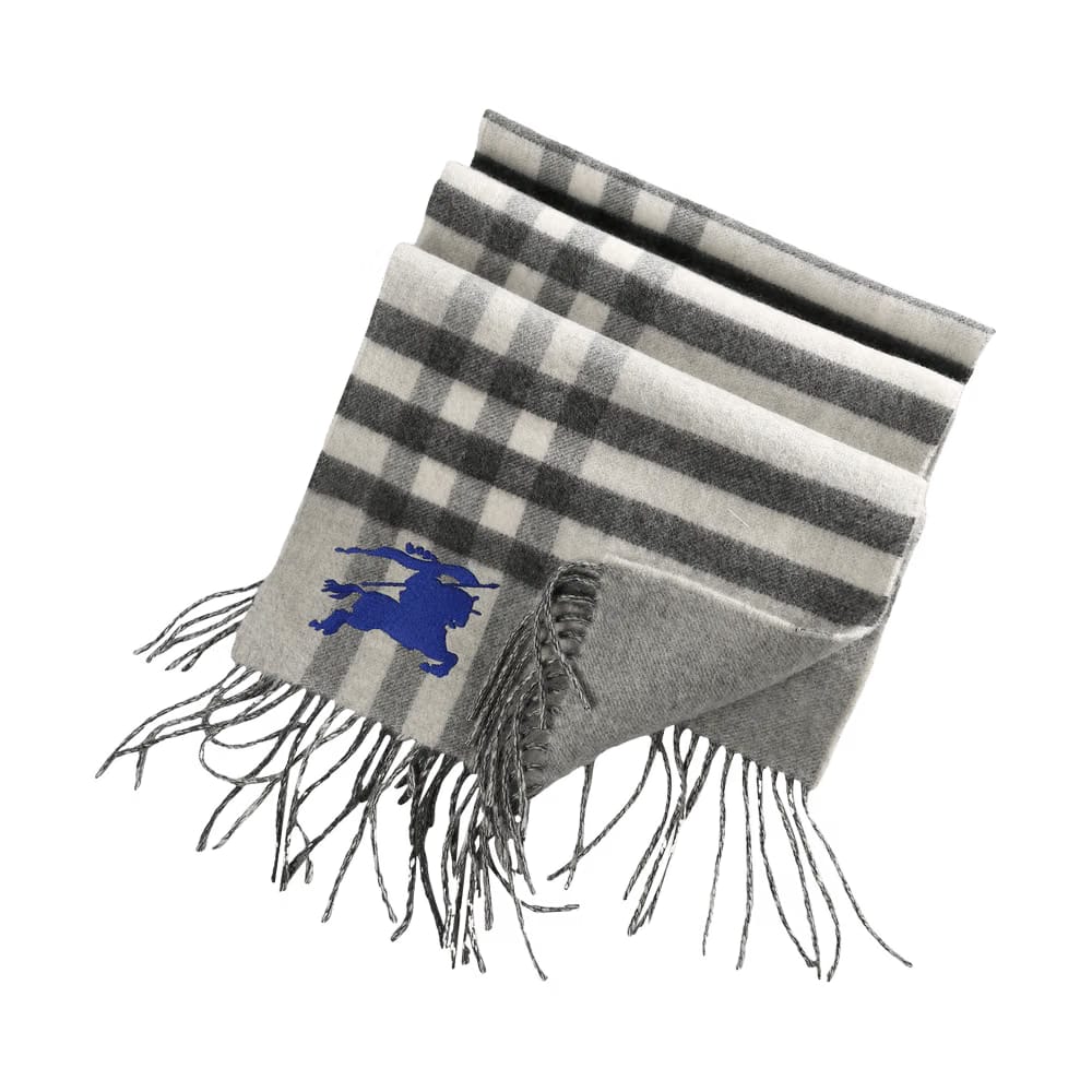 Burberry Reversible EKD Check Cashmere Scarf Mitten Grey