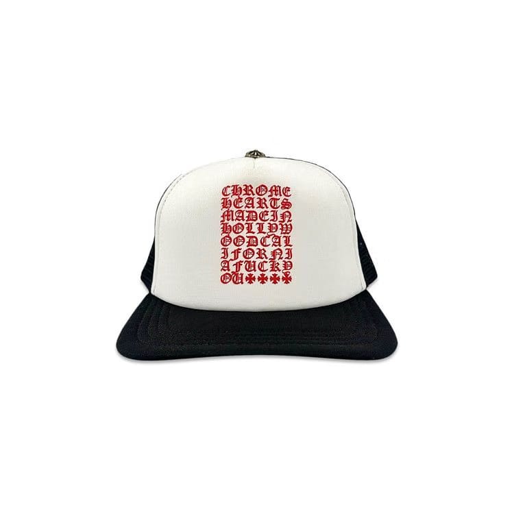 Chrome Hearts Eyechart Trucker Hat Black/White/Red