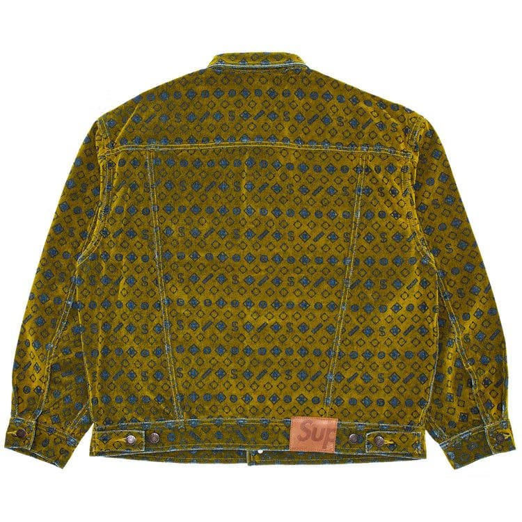 Supreme Flocked Denim Trucker Jacket Mustard