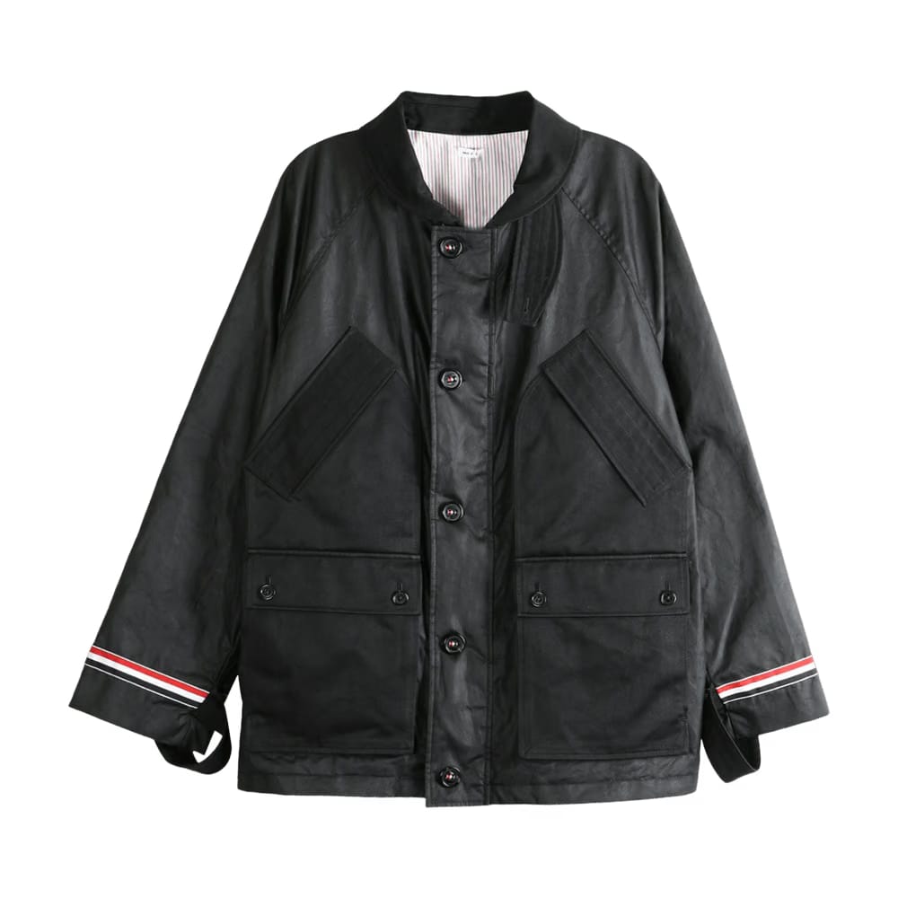 Thom Browne Cropped Shawl Collar Field Jacket Black