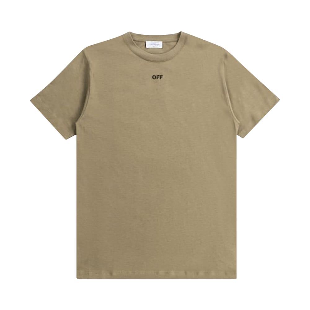 Off-White Off Stitch Slim Shorts-Sleeve T-Shirt Beige/Black