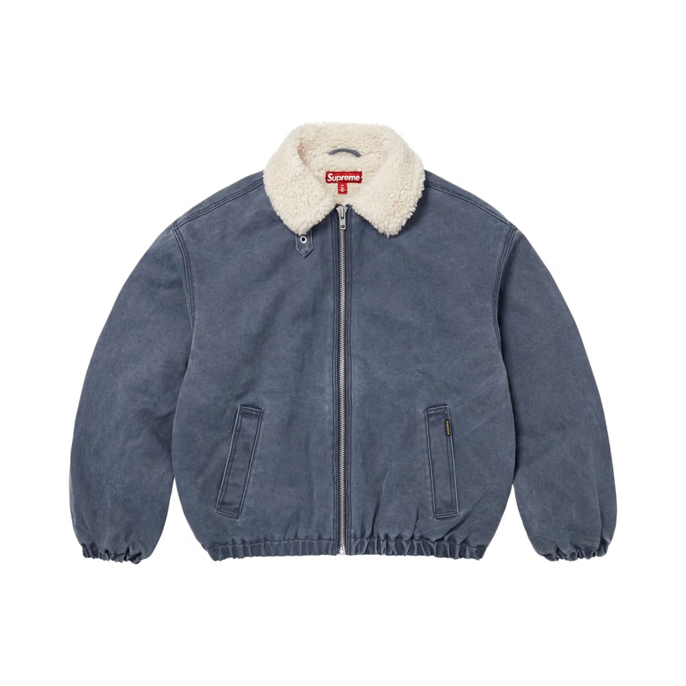 Supreme Faux Shearling Lined Bomber Jacket Navy