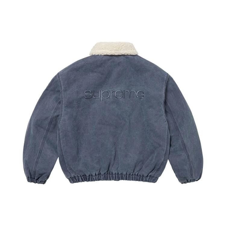Supreme Faux Shearling Lined Bomber Jacket Navy