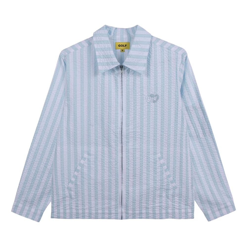 GOLF WANG Wide Seersucker Work Jacket Blue/White