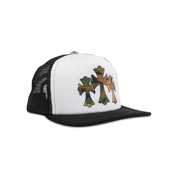 Chrome Hearts Triple Cross Trucker Hat Black White