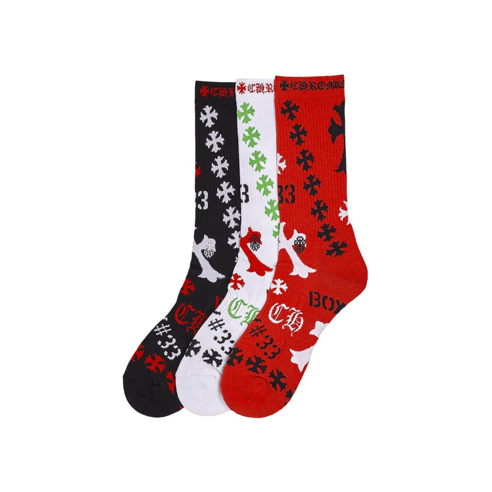 Chrome Hearts Stencil Logo Sock (3 Pack) Multicolor