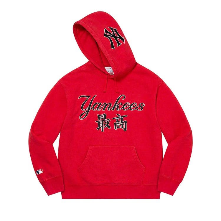 Supreme x New York Yankees Kanji Hoodie Red