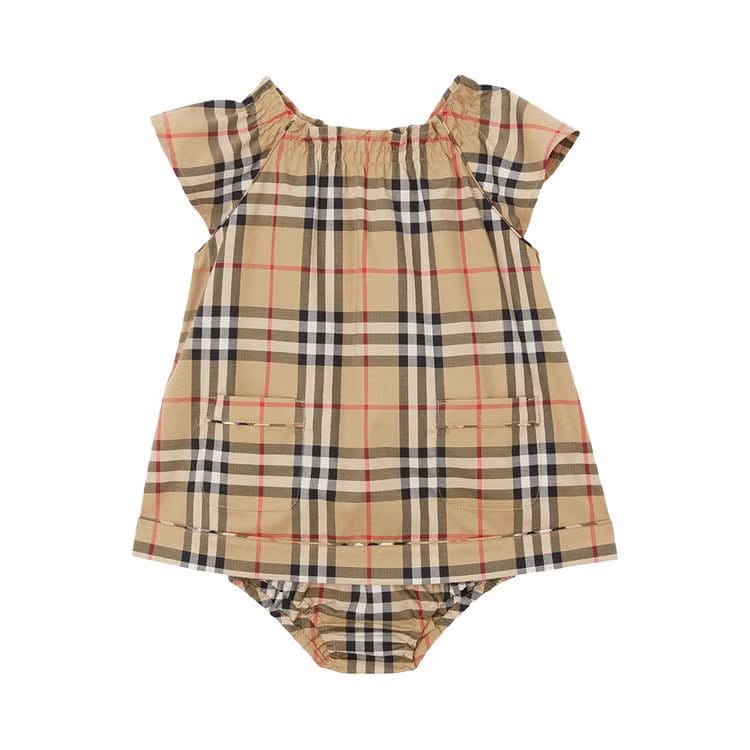 Burberry Kids Vintage Check Dress With Bloomers Archive Beige