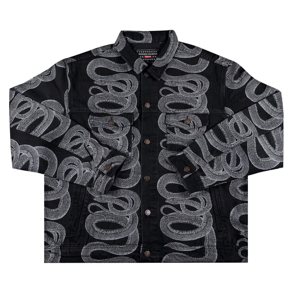 Supreme x Hysteric Glamour Snake Denim Trucker Jacket Black