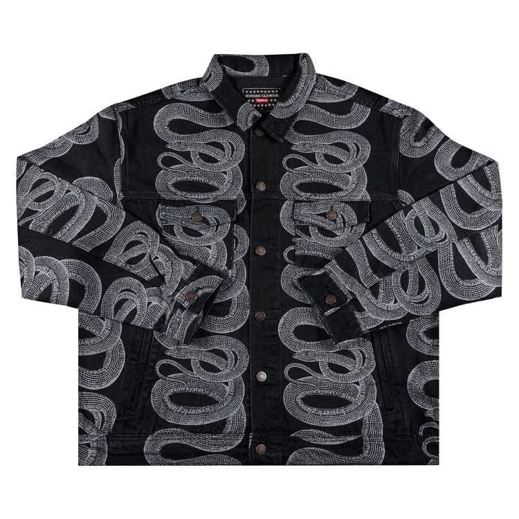 Supreme x Hysteric Glamour Snake Denim Trucker Jacket Black