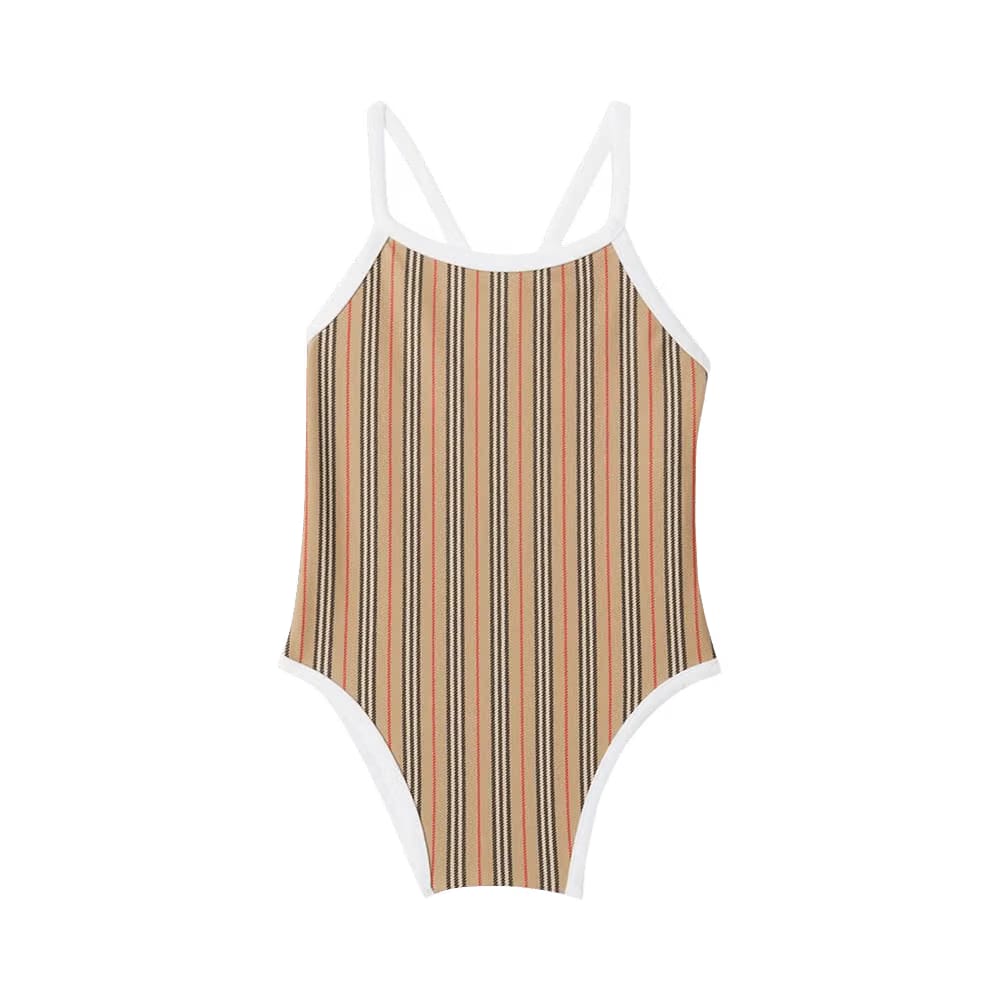Burberry Kids Infant Icon Stripe Swimsuit Archive Beige