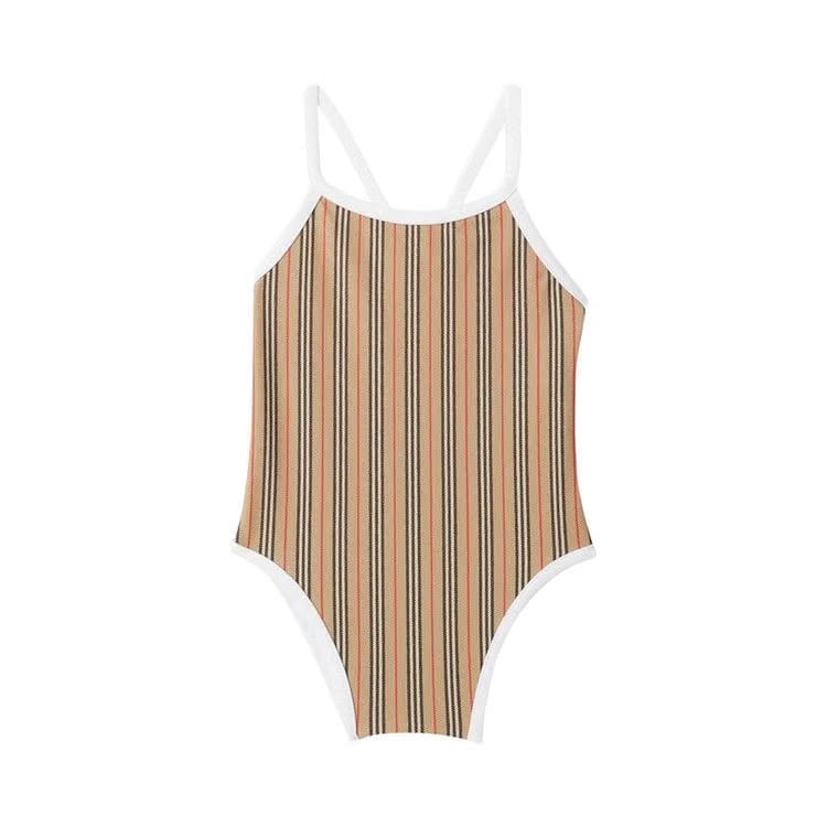 Burberry Kids Infant Icon Stripe Swimsuit Archive Beige