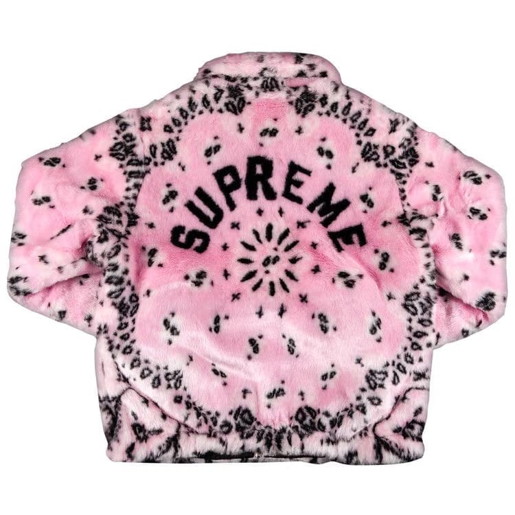 Supreme Bandana Faux Fur Bomber Jacket Pink