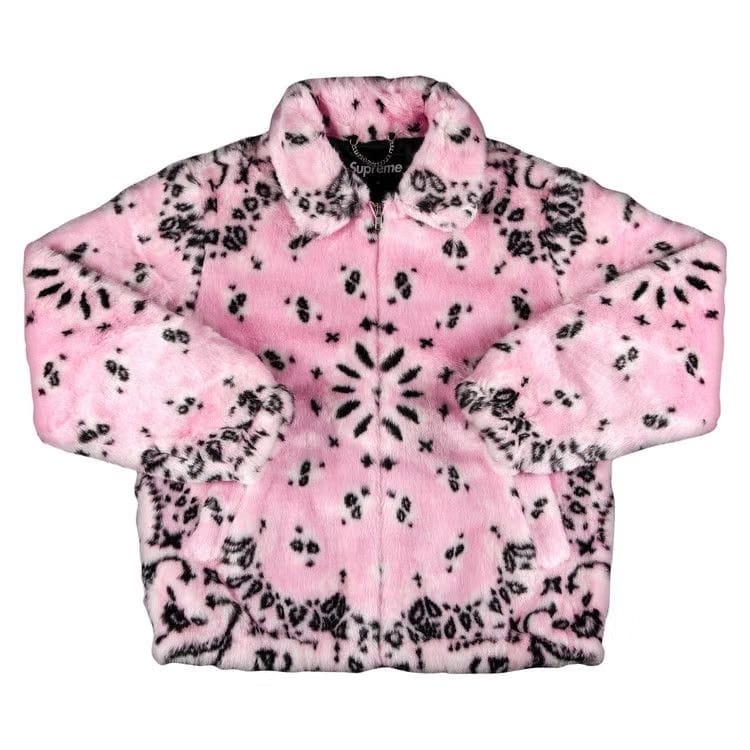 Supreme Bandana Faux Fur Bomber Jacket Pink