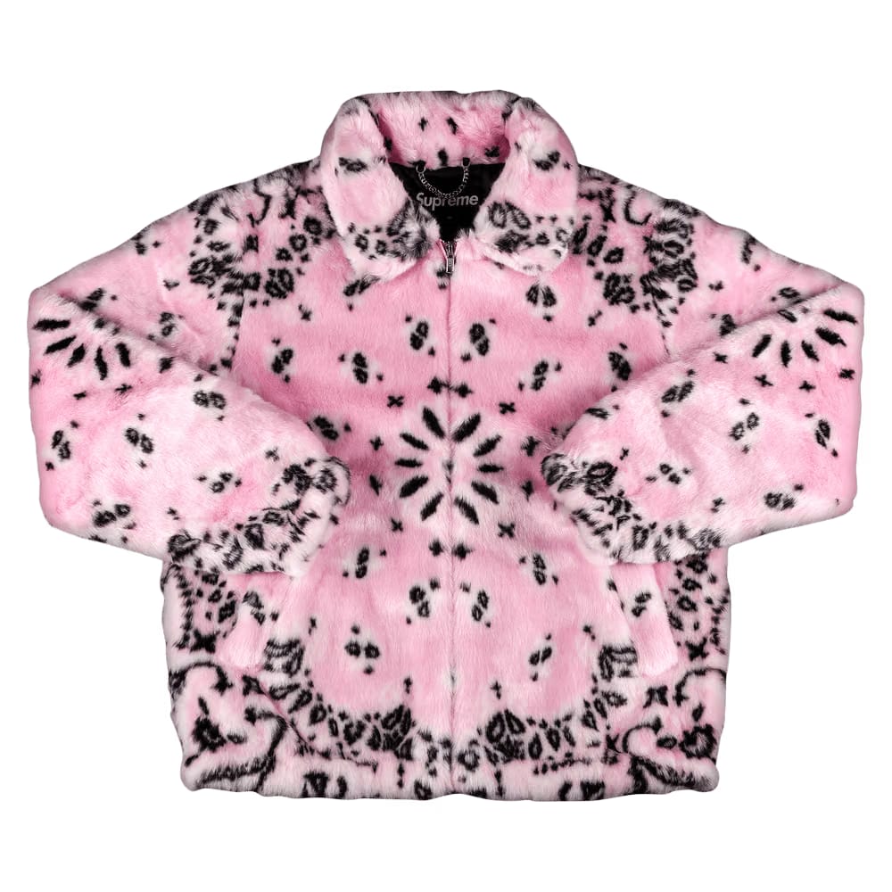 Supreme Bandana Faux Fur Bomber Jacket Pink