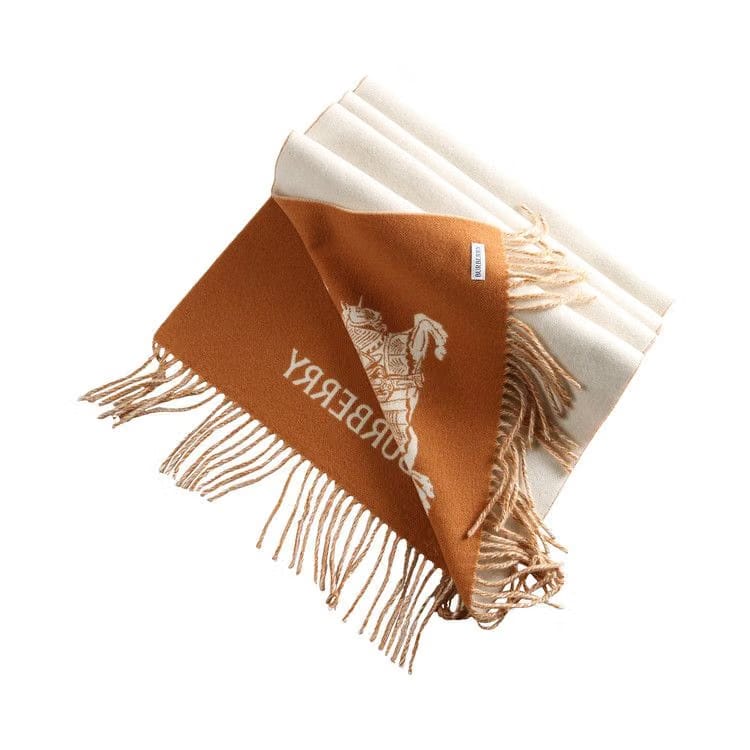 Burberry Knight Jacquard Woven CSE Scarf Pebble White