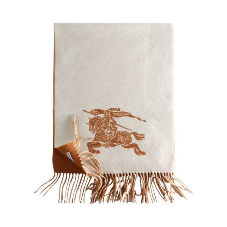 Burberry Knight Jacquard Woven CSE Scarf Pebble White